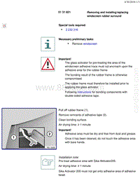 宝马1系F20 F21-Removing and installing replacing windscreen rubber surround