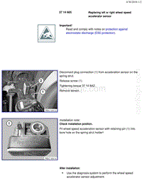 宝马1系F20 F21-Replacing left or right wheel speed accelerator sensor