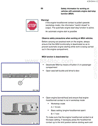 宝马1系F20 F21-Safety information for working on vehicles with automatic engine start-stop function MSA 