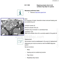 宝马1系F20 F21-Replacing actuator drive for left ventilation flap High AC system 