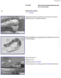 宝马1系F20 F21-Removing and installing replacing wiper arm on rear window