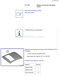 宝马1系F20 F21-Replace roof outer skin with slide tilt sunroof