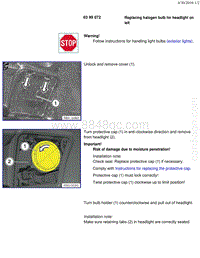 宝马1系F20 F21-Replacing halogen bulb for headlight on left