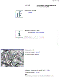 宝马1系F20 F21-Removing and installing replacing the thermostat housing N55