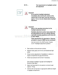 宝马1系F20 F21-Test requirements for headlights vertical aim adjustment