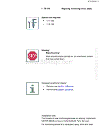 宝马1系F20 F21-Replacing monitoring sensor N55 