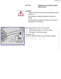 宝马1系F20 F21-Replacing left or right gaiter for glass slide tilt sunroof