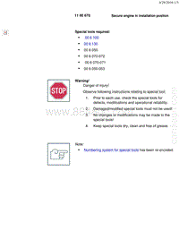 宝马1系F20 F21-Secure engine in installation position