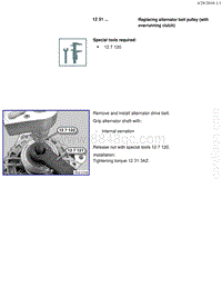 宝马1系F20 F21-Replacing alternator belt pulley with overrunning clutch 