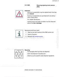 宝马1系F20 F21-Removing replacing knock sensors N55 