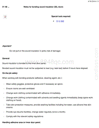 宝马1系F20 F21-Notes for bonding sound insulation SI doors