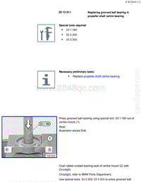 宝马1系F20 F21-Replacing grooved ball bearing in propeller shaft centre bearing