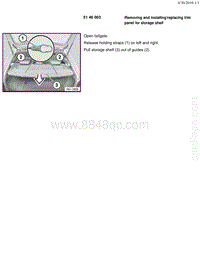 宝马1系F20 F21-Removing and installing replacing trim panel for storage shelf