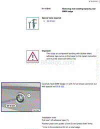 宝马1系F20 F21-Removing and installing replacing rear BMW badge