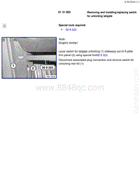 宝马1系F20 F21-Removing and installing replacing switch for unlocking tailgate