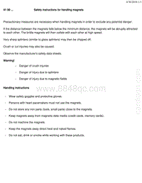 宝马1系F20 F21-Safety instructions for handling magnets