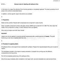 宝马1系F20 F21-General notes for labelling with adhesive films