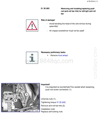 宝马1系F20 F21-Removing and installing replacing push rod anti-roll bar link for left right anti-roll bar