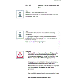 宝马1系F20 F21-Replacing a run-flat tyre version or UHP tyres