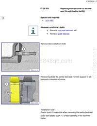 宝马1系F20 F21-Replacing backrest cover for left rear seat through-loading facility 