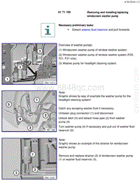 宝马1系F20 F21-Removing and installing replacing windscreen washer pump