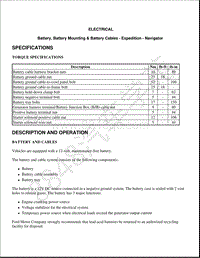 2015-2017年Expedition Navigator – 电池 电池安装和电池电缆