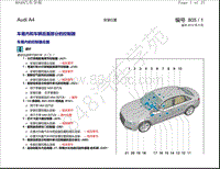 奥迪A4电路图-安装位置 车箱内和车辆后面部分的控制器