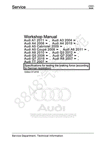奥迪 TT FV – 制动力测试规范