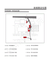 上汽荣威MARVEL X-连接器定位图-33.车身线束-中控台后部