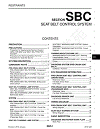 英菲尼迪Q50维修手册-SBC-安全带控制系统