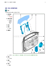 奥迪Q5维修手册-1 装配一览 - 前部车门玻璃