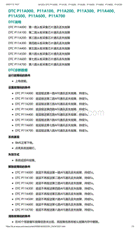 2022年爱驰U6故障诊断-DTC P11A000 P11A100 P11A200 P11A300 P11A400 P11A500 P11A600 P11A700