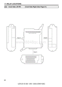 2005-2006雷克萨斯IS系列-右前围板侧F继电器位置 CSJB-RH