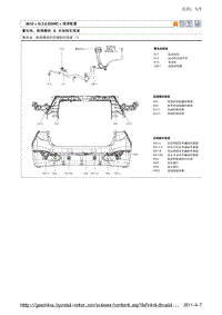 现代ix35 G2.0 DOHC电路图-蓄电池 前端模块 后保险杠线束