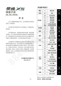 2014年风行景逸X5维修手册-快速参考索引