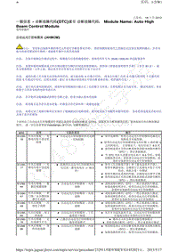 捷豹XF X250-一般信息 诊断故障代码 DTC 索引诊断故障代码 Module Name Auto High Beam Control Module