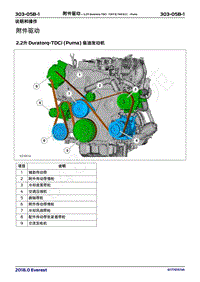 2018年福特撼路者Everest维修手册-303_05B附件驱动 2.2升Duratorq-TDCi（118千瓦160马力）- Puma