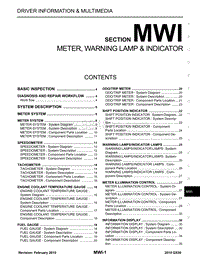 2019英菲尼迪QX50 MWI-仪表 警告灯和指示灯