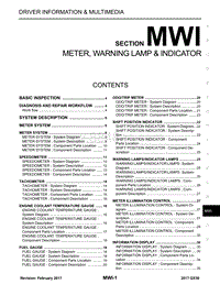 2017英菲尼迪QX30 MWI-仪表 警告灯和指示灯