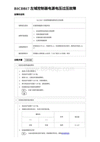 2023比亚迪汉EV诊断 B1CDB17 左域控制器电源电压过压故障