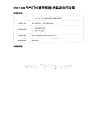 2023海豹DM-i诊断 P012300 节气门位置传感器1线路高电压故障