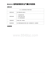 2023海豹DM-i诊断 B163111 副驾驶侧面安全气囊对地短路