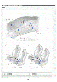 2022年LC500h维修手册-座椅安全带张力调节器系统零件位置