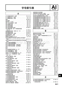 2009马自达MX-5维修手册-字母索引表