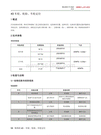 2020北京X7维修手册-43 车轮 轮胎 车轮定位