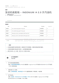 发动机舱配线 - INGENIUM I4 2.0 升汽油机 - PHEV