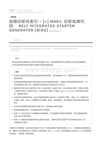 故障诊断码索引 MHEV 诊断故障代码 Belt Integrated Starter Generator BISG 