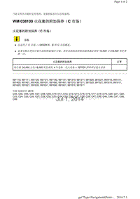 WM 038100 火花塞的附加保养（C 市场）