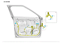 2024比亚迪元UP纯电电路图 左前门线束布置图