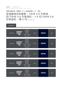 变速器油冷却器管 TDV6 3.0 升柴油机 TDV6 3.0 升柴油机 1.5 代 TDV6 3.0 升柴油机 第 2 代